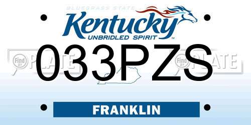 033PZS Kentucky License Plate