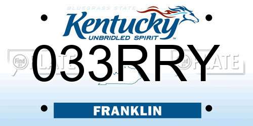 033RRY Kentucky License Plate