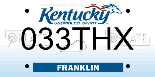 033THX Kentucky License Plate