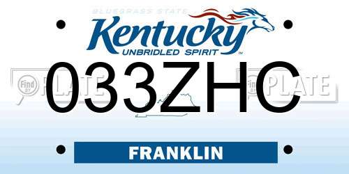 033ZHC Kentucky License Plate