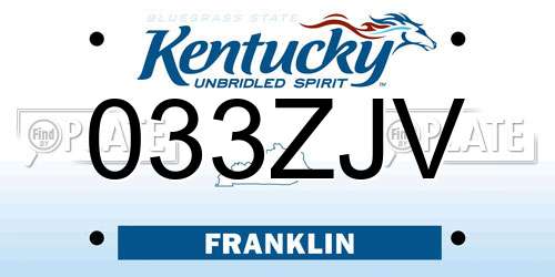 033ZJV Kentucky License Plate