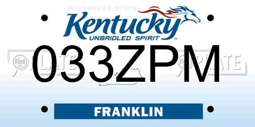 033ZPM Kentucky License Plate