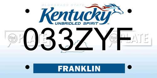 033ZYF Kentucky License Plate