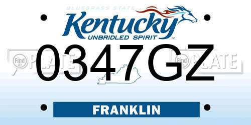 0347GZ Kentucky License Plate