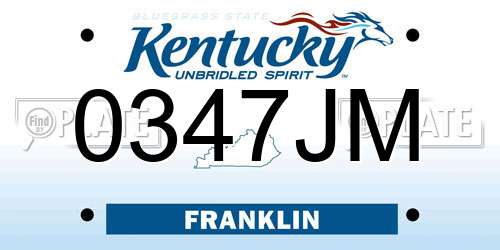 0347JM Kentucky License Plate