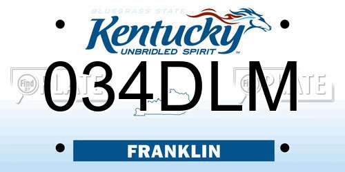 034DLM Kentucky License Plate