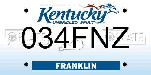 034FNZ Kentucky License Plate