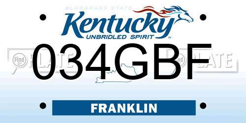 034GBF Kentucky License Plate
