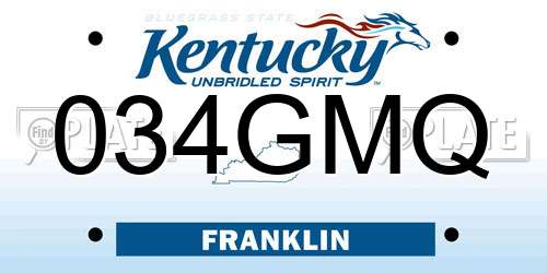 034GMQ Kentucky License Plate