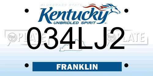 034LJ2 Kentucky License Plate