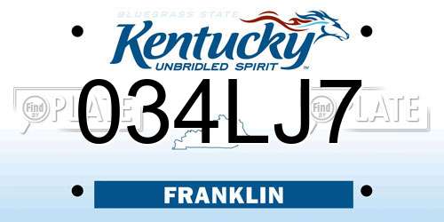 034LJ7 Kentucky License Plate