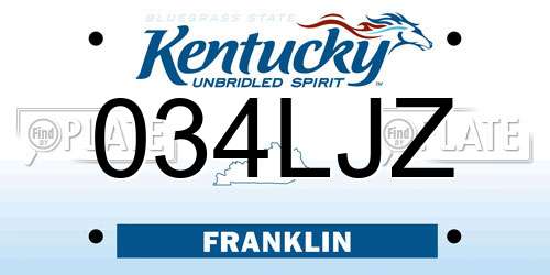 034LJZ Kentucky License Plate