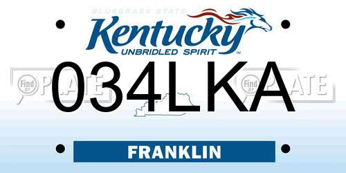 034LKA Kentucky License Plate