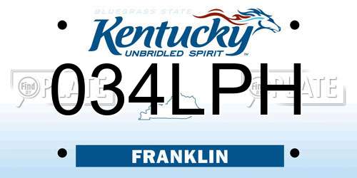 034LPH Kentucky License Plate