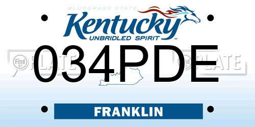 034PDE Kentucky License Plate