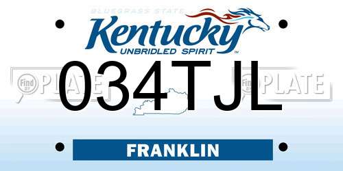 034TJL Kentucky License Plate