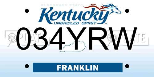 034YRW Kentucky License Plate