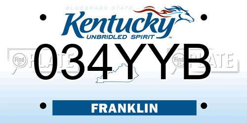 034YYB Kentucky License Plate