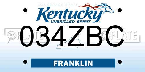 034ZBC Kentucky License Plate