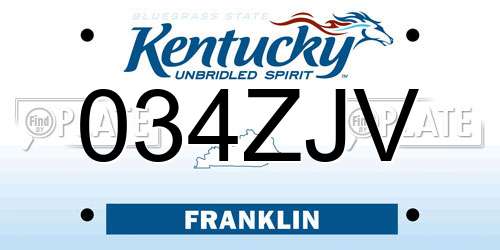 034ZJV Kentucky License Plate