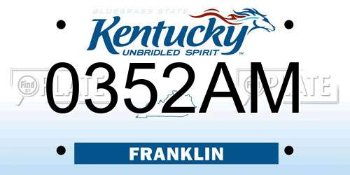 0352AM Kentucky License Plate