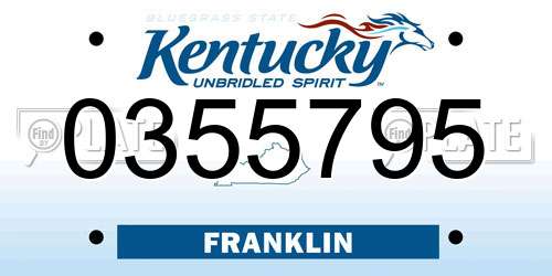 0355795 Kentucky License Plate