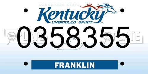 0358355 Kentucky License Plate
