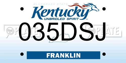 035DSJ Kentucky License Plate
