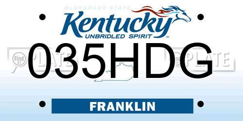 035HDG Kentucky License Plate