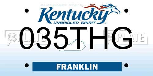 035THG Kentucky License Plate