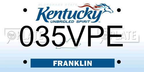 035VPE Kentucky License Plate