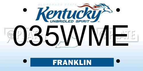 035WME Kentucky License Plate