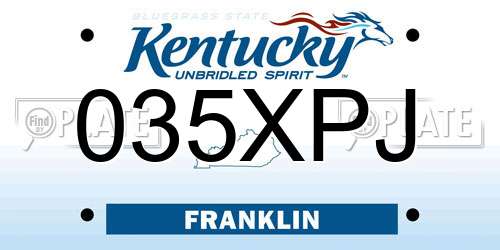 035XPJ Kentucky License Plate