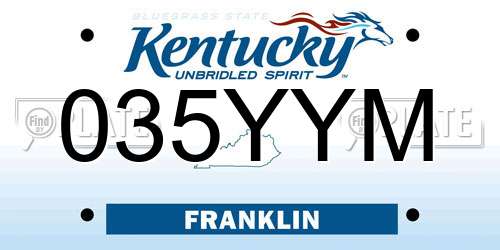 035YYM Kentucky License Plate