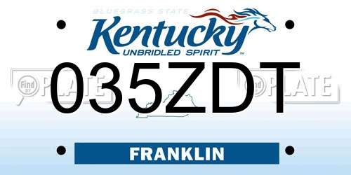 035ZDT Kentucky License Plate