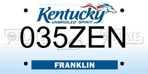 035ZEN Kentucky License Plate