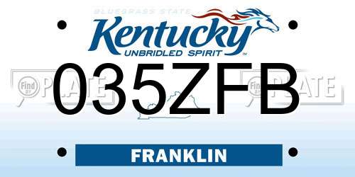 035ZFB Kentucky License Plate