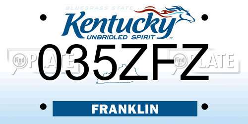 035ZFZ Kentucky License Plate