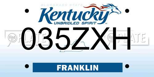 035ZXH Kentucky License Plate