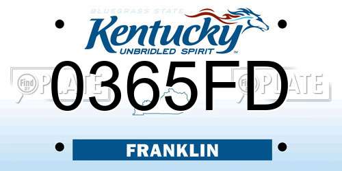 0365FD Kentucky License Plate