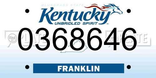 0368646 Kentucky License Plate