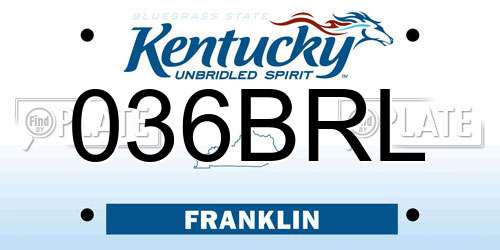 036BRL Kentucky License Plate