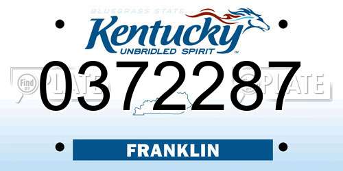 0372287 Kentucky License Plate