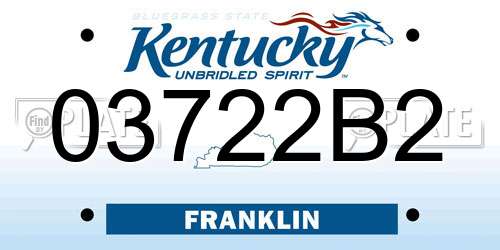 03722B2 Kentucky License Plate