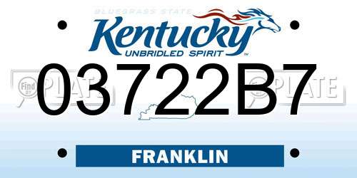 03722B7 Kentucky License Plate