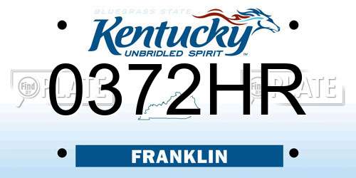 0372HR Kentucky License Plate
