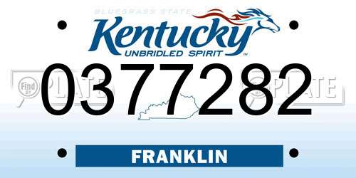 0377282 Kentucky License Plate