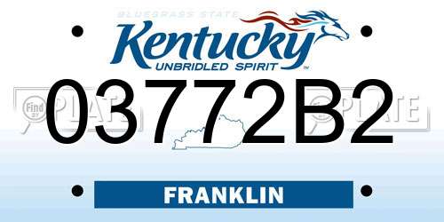 03772B2 Kentucky License Plate