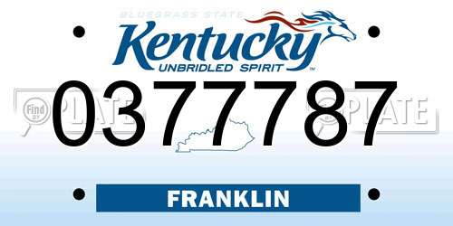 0377787 Kentucky License Plate