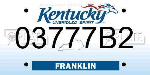 03777B2 Kentucky License Plate